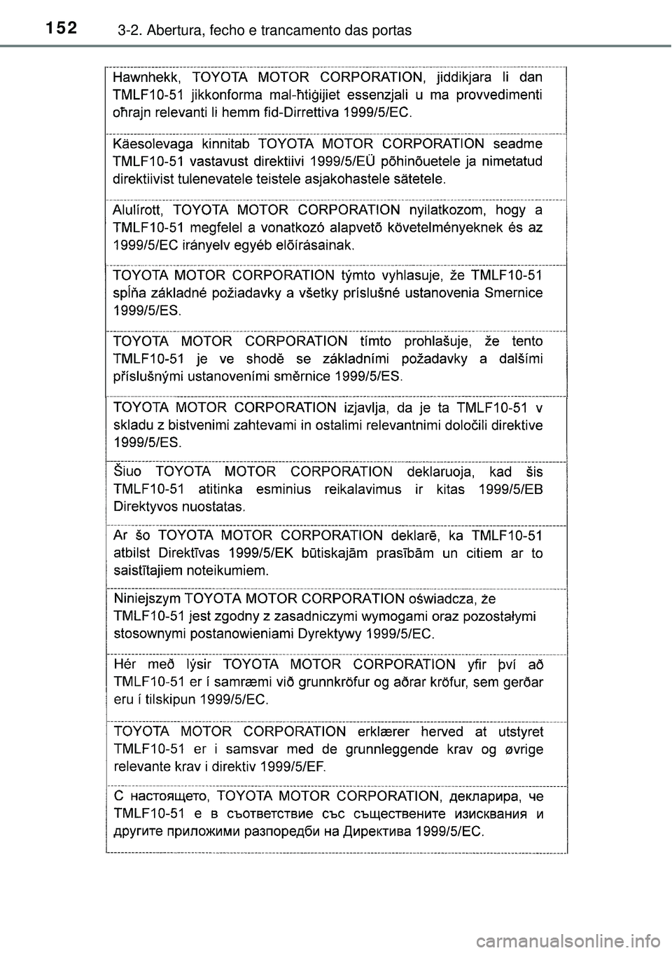 TOYOTA COROLLA 2017  Manual de utilização (in Portuguese) 1523-2. Abertura, fecho e trancamento das portas 
