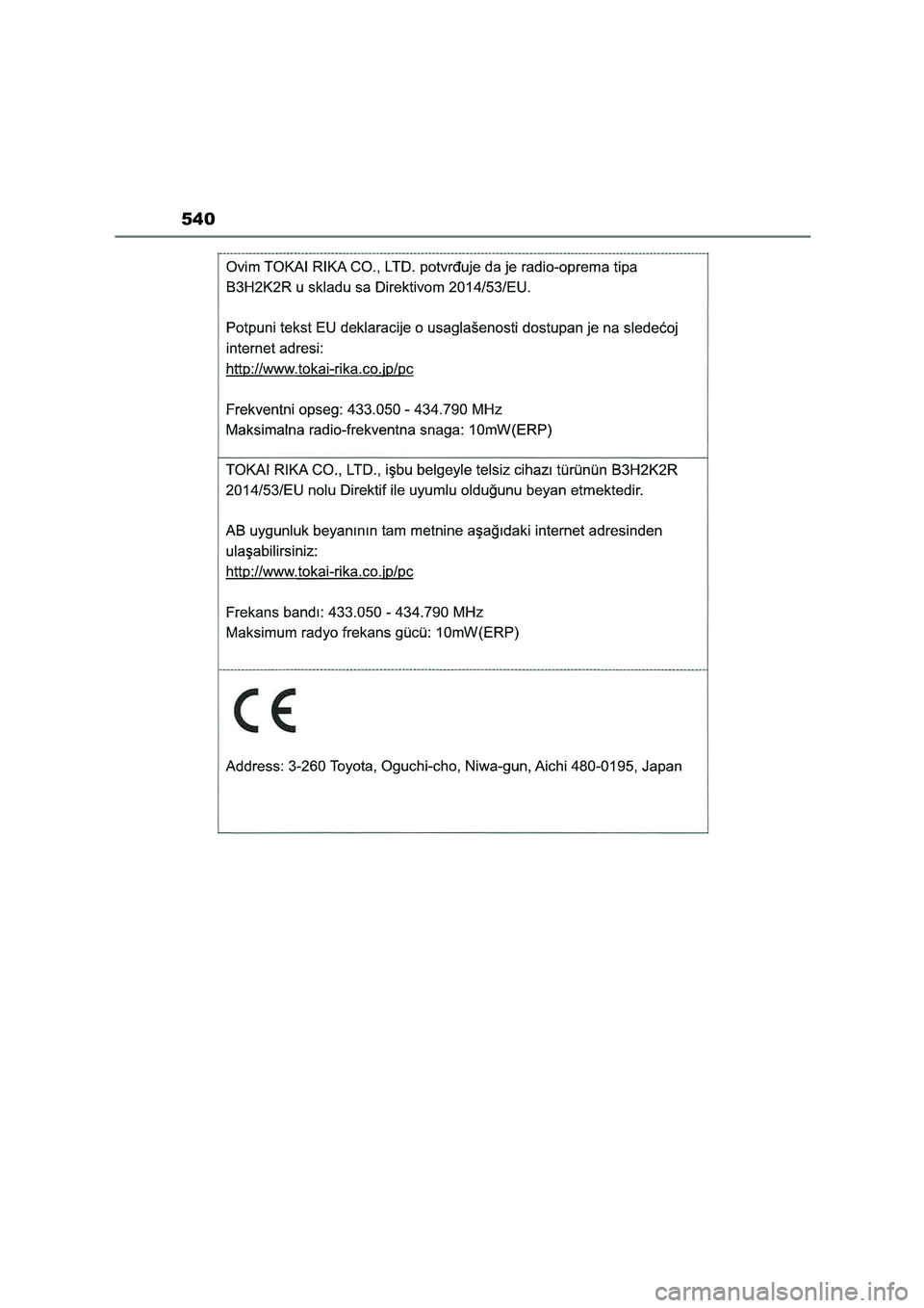TOYOTA COROLLA CROSS 2023  Manual del propietario (in Spanish) 540 