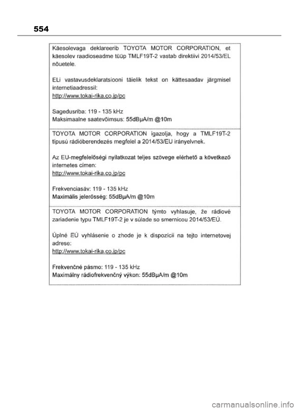 TOYOTA COROLLA CROSS 2022 Instrukcja obsługi (in Polish) 554
31 Corolla Cross HV OM16576E 9/30/22 3:25 PM Page 554 TOYOTA COROLLA CROSS 2022 Instrukcja obsługi (in Polish) 554
31 Corolla Cross HV OM16576E 9/30/22 3:25 PM Page 554