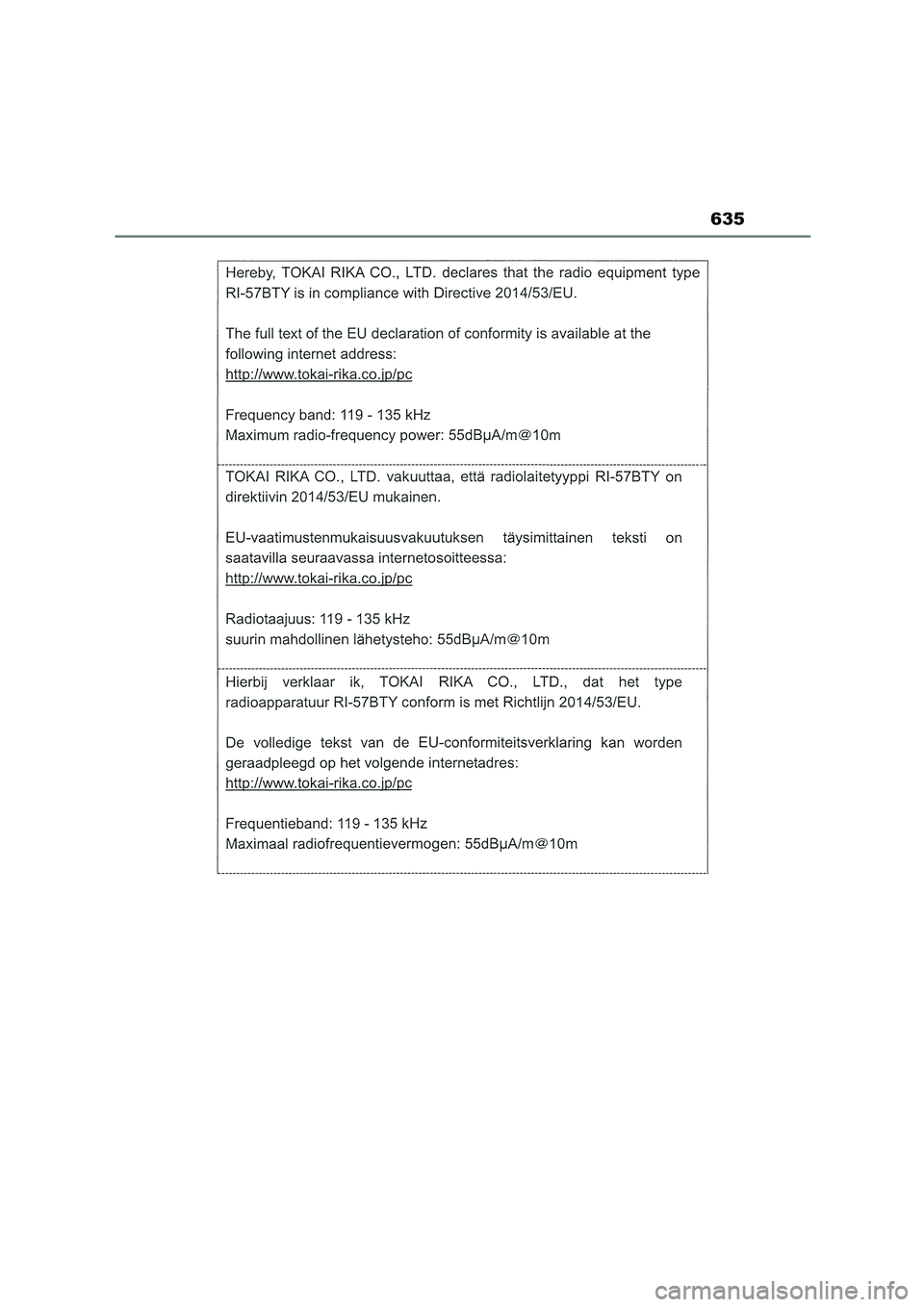 TOYOTA COROLLA HATCHBACK 2023 Manual del propietario (in Spanish) 635 TOYOTA COROLLA HATCHBACK 2023 Manual del propietario (in Spanish) 635