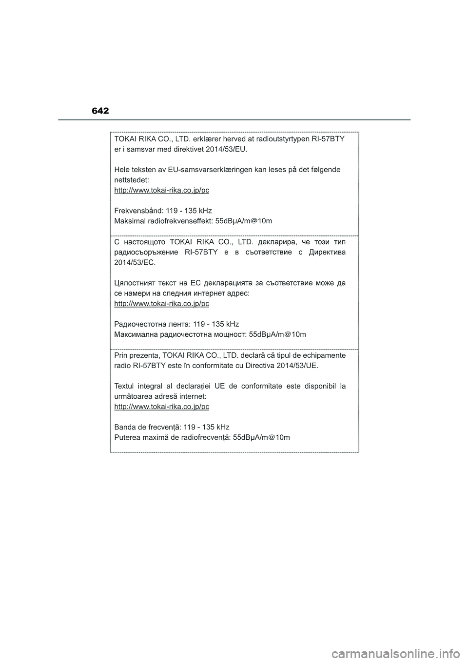 TOYOTA COROLLA HATCHBACK 2023 Manual del propietario (in Spanish) 642 TOYOTA COROLLA HATCHBACK 2023 Manual del propietario (in Spanish) 642
