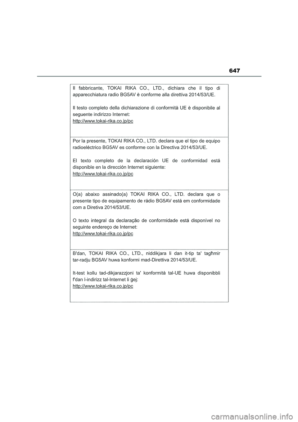TOYOTA COROLLA HATCHBACK 2023 Manual del propietario (in Spanish) 647 TOYOTA COROLLA HATCHBACK 2023 Manual del propietario (in Spanish) 647