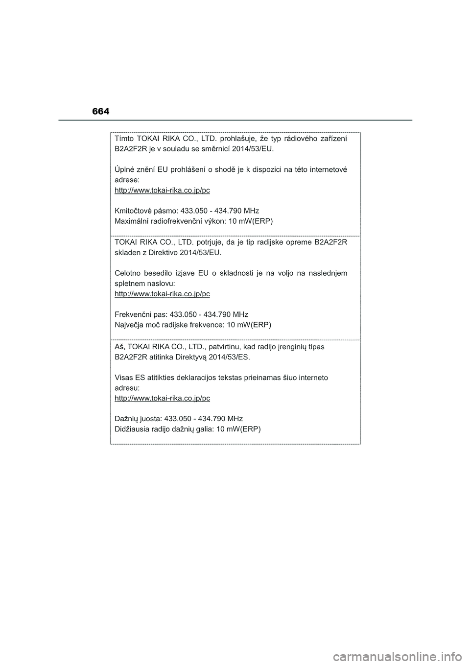 TOYOTA COROLLA HATCHBACK 2023 Manual del propietario (in Spanish) 664 TOYOTA COROLLA HATCHBACK 2023 Manual del propietario (in Spanish) 664