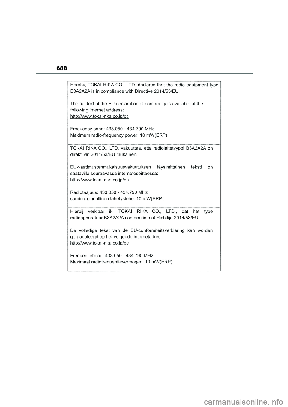 TOYOTA COROLLA HATCHBACK 2023 Manual del propietario (in Spanish) 688 TOYOTA COROLLA HATCHBACK 2023 Manual del propietario (in Spanish) 688
