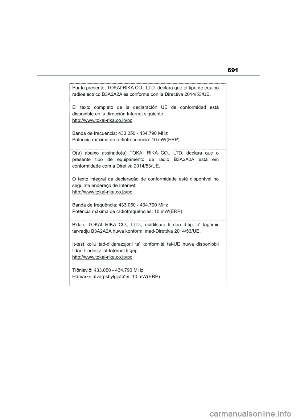 TOYOTA COROLLA HATCHBACK 2023 Manual del propietario (in Spanish) 691 TOYOTA COROLLA HATCHBACK 2023 Manual del propietario (in Spanish) 691