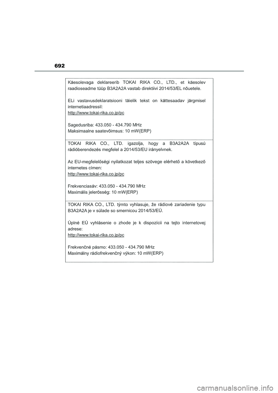 TOYOTA COROLLA HATCHBACK 2023 Manual del propietario (in Spanish) 692 TOYOTA COROLLA HATCHBACK 2023 Manual del propietario (in Spanish) 692