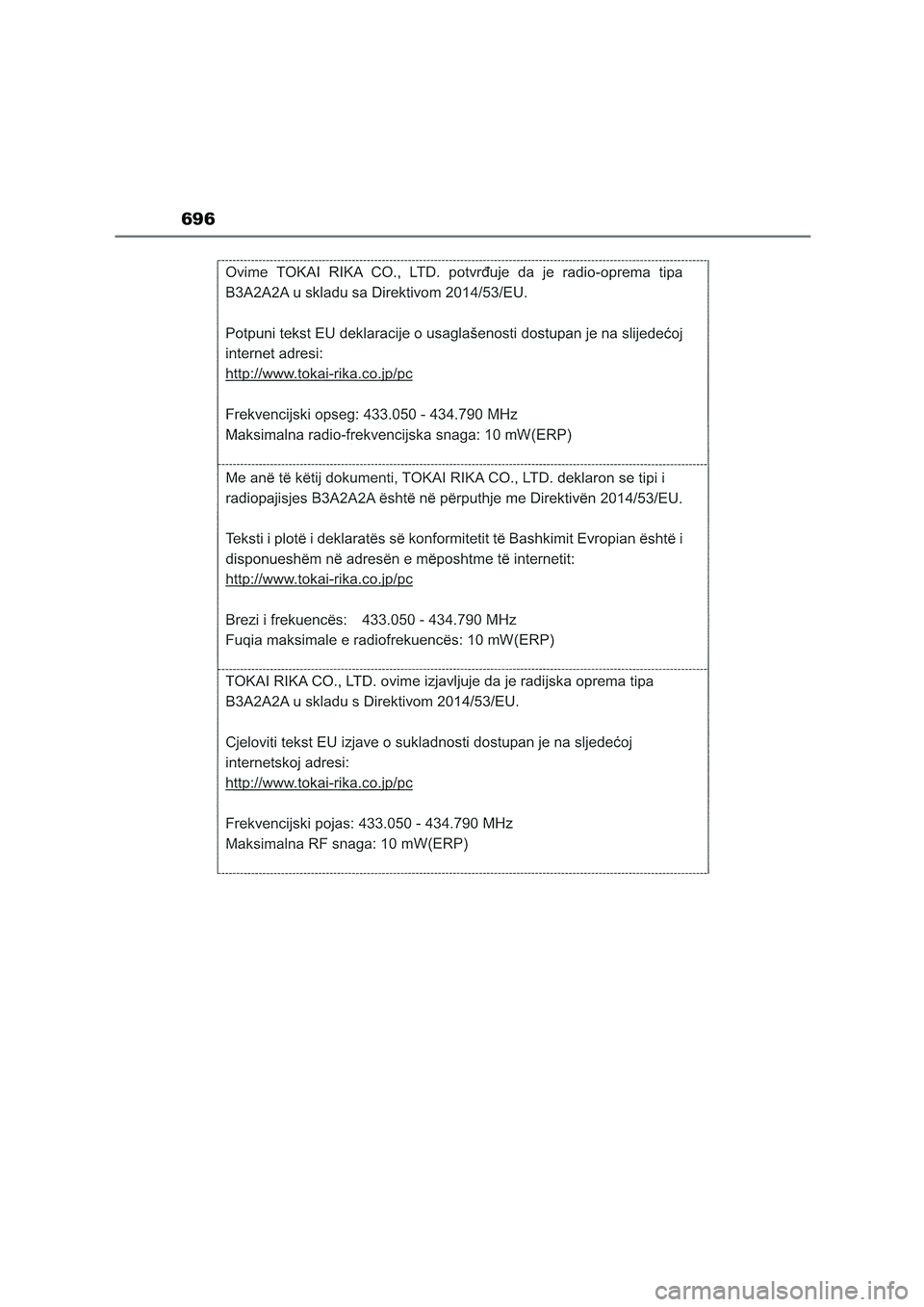 TOYOTA COROLLA HATCHBACK 2023 Manual del propietario (in Spanish) 696 TOYOTA COROLLA HATCHBACK 2023 Manual del propietario (in Spanish) 696