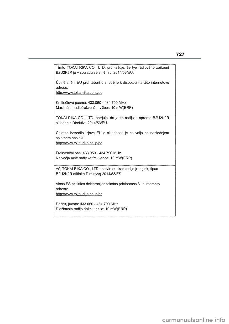 TOYOTA COROLLA HATCHBACK 2023 Manual del propietario (in Spanish) 727 TOYOTA COROLLA HATCHBACK 2023 Manual del propietario (in Spanish) 727