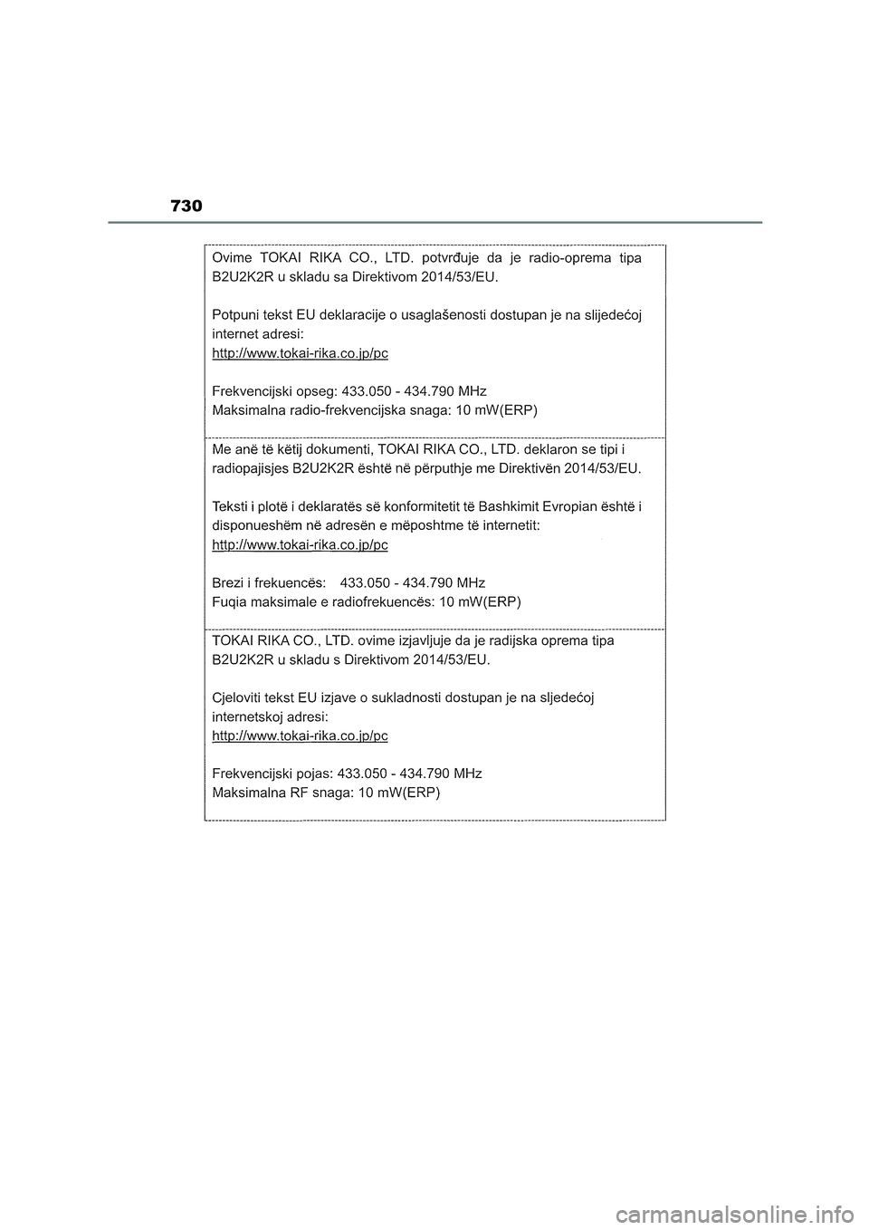 TOYOTA COROLLA HATCHBACK 2023 Manual del propietario (in Spanish) 730 TOYOTA COROLLA HATCHBACK 2023 Manual del propietario (in Spanish) 730