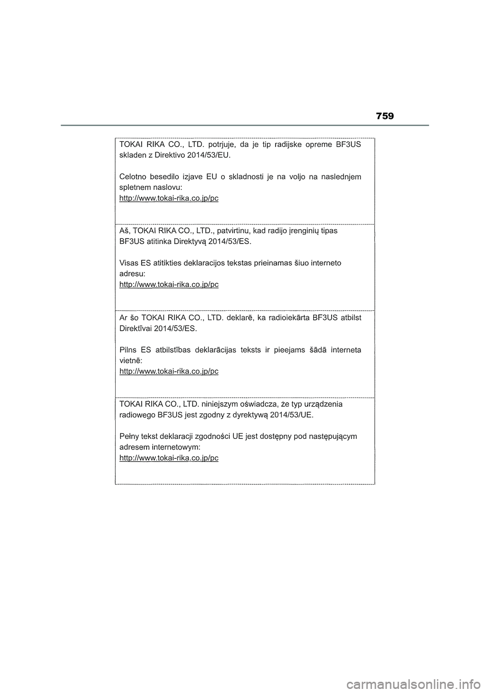 TOYOTA COROLLA HATCHBACK 2023  Manual del propietario (in Spanish) 759 