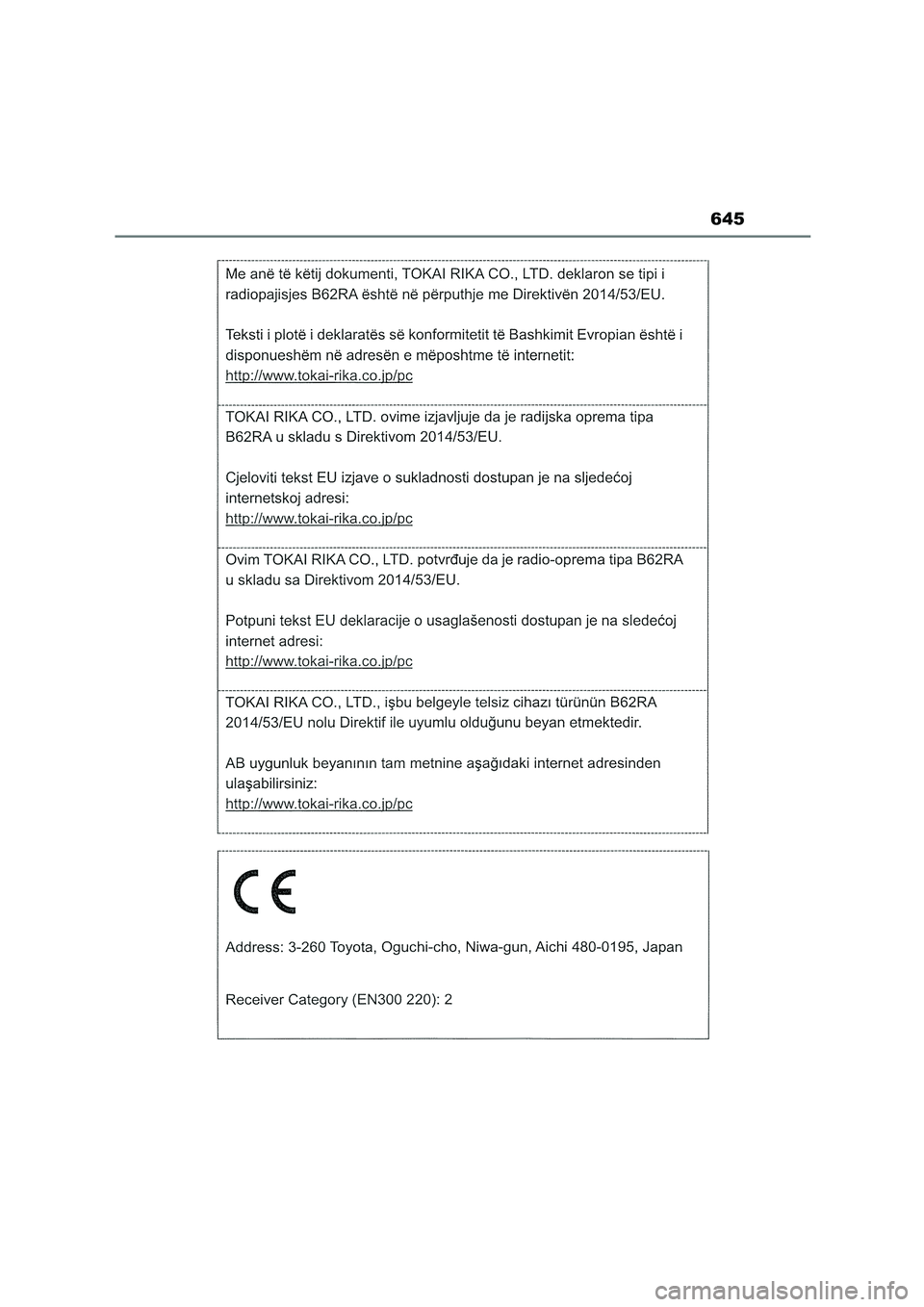 TOYOTA COROLLA HATCHBACK 2023 Manuale duso (in Italian) 645 TOYOTA COROLLA HATCHBACK 2023 Manuale duso (in Italian) 645