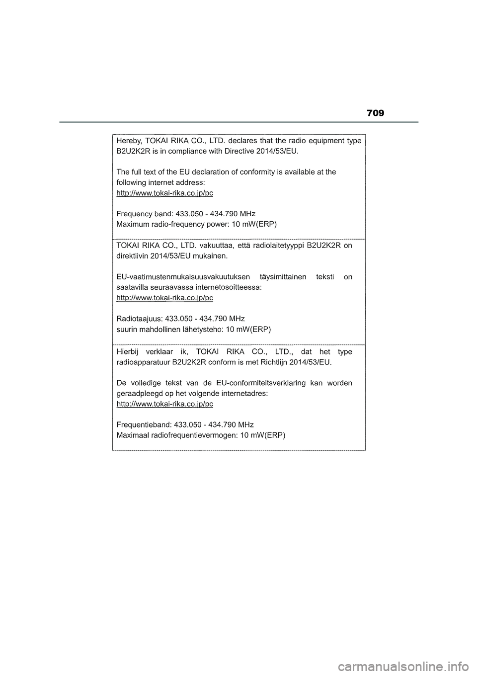 TOYOTA COROLLA HATCHBACK 2023 Manuale duso (in Italian) 709 TOYOTA COROLLA HATCHBACK 2023 Manuale duso (in Italian) 709
