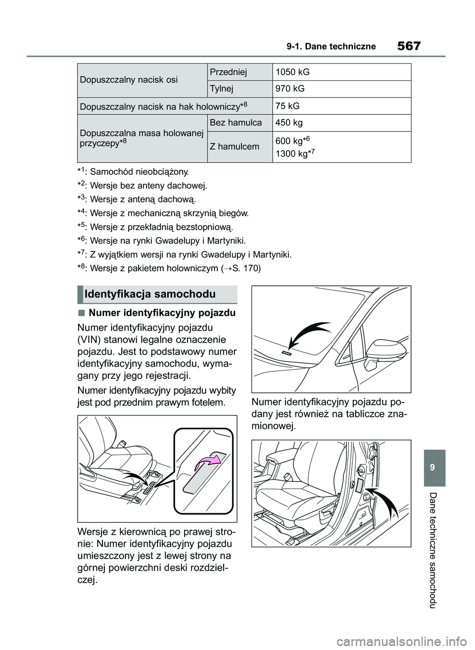 TOYOTA COROLLA HATCHBACK 2023  Instrukcja obsługi (in Polish) Numer identyfikacyjny pojazdu
Numer identyfikacyjny pojazdu
(VIN) stanowi legalne oznaczenie
pojazdu. Jest to podstawowy numer
identyfikacyjny samochodu, wyma-
gany przy jego rejestracji.
Numer identy