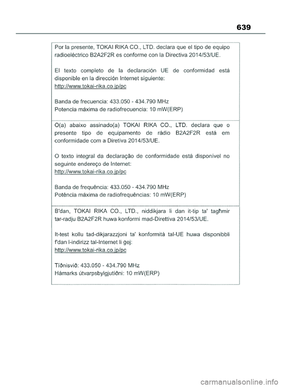 TOYOTA COROLLA HATCHBACK 2023  Instrukcja obsługi (in Polish) 639
45 Corolla TMUK OM12R84E  27/12/22  14:25  Page 639 