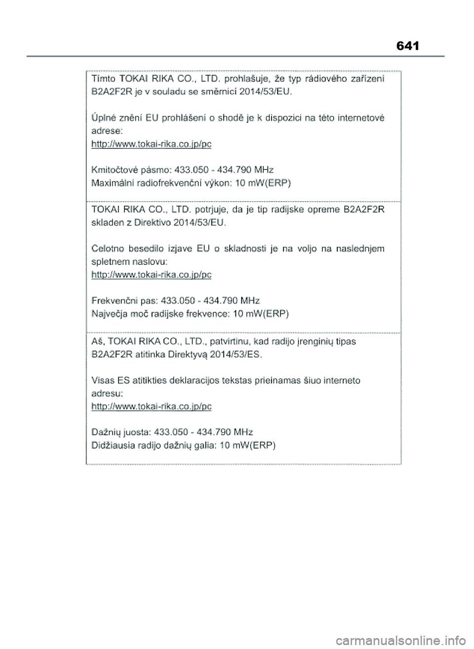 TOYOTA COROLLA HATCHBACK 2023  Instrukcja obsługi (in Polish) 641
45 Corolla TMUK OM12R84E  27/12/22  14:25  Page 641 