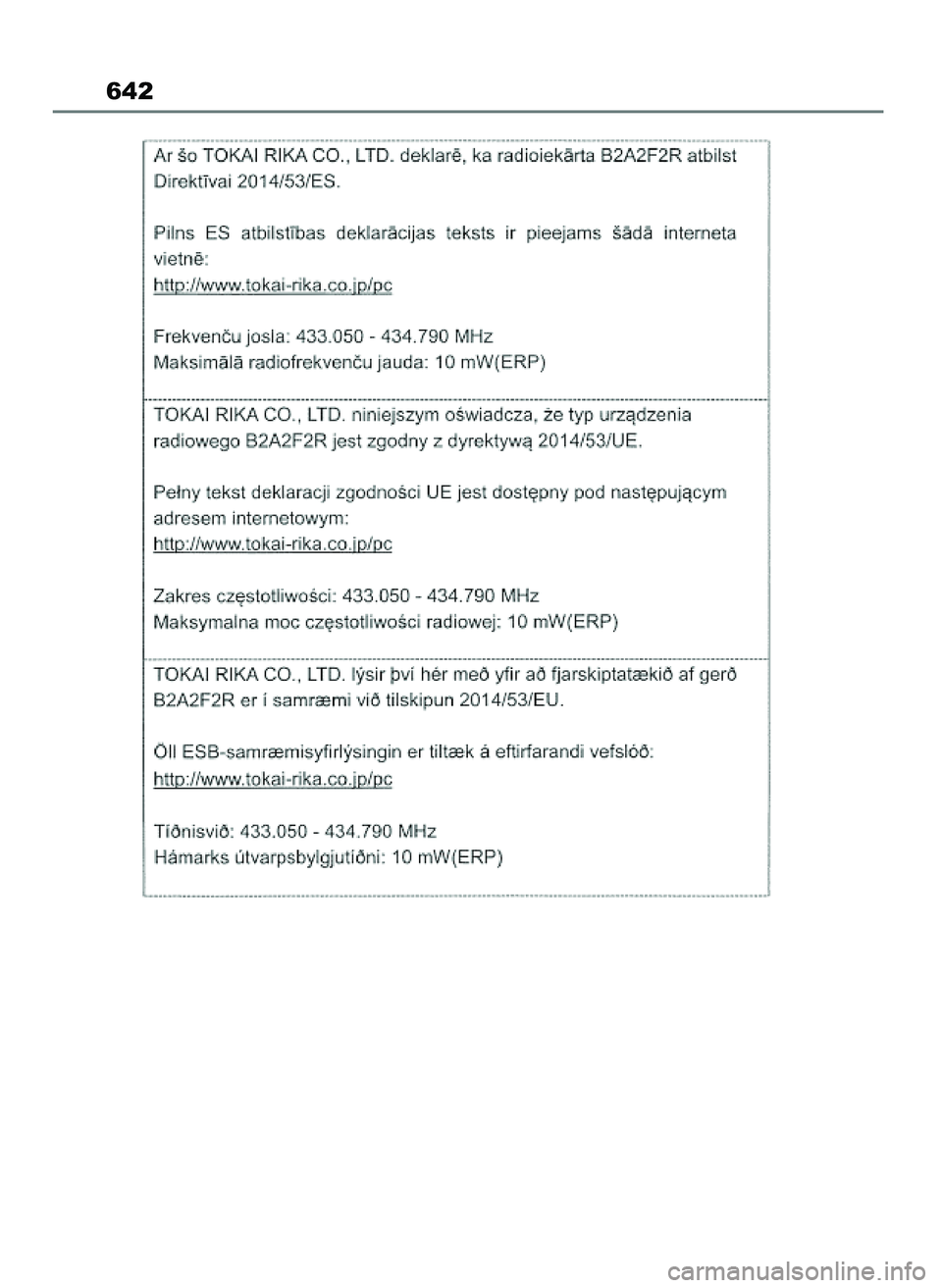 TOYOTA COROLLA HATCHBACK 2023  Instrukcja obsługi (in Polish) 642
45 Corolla TMUK OM12R84E  27/12/22  14:25  Page 642 