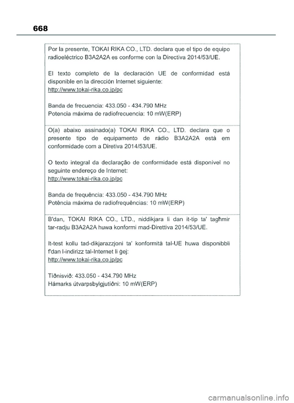 TOYOTA COROLLA HATCHBACK 2023 Instrukcja obsługi (in Polish) 668
45 Corolla TMUK OM12R84E 27/12/22 14:26 Page 668 TOYOTA COROLLA HATCHBACK 2023 Instrukcja obsługi (in Polish) 668
45 Corolla TMUK OM12R84E 27/12/22 14:26 Page 668