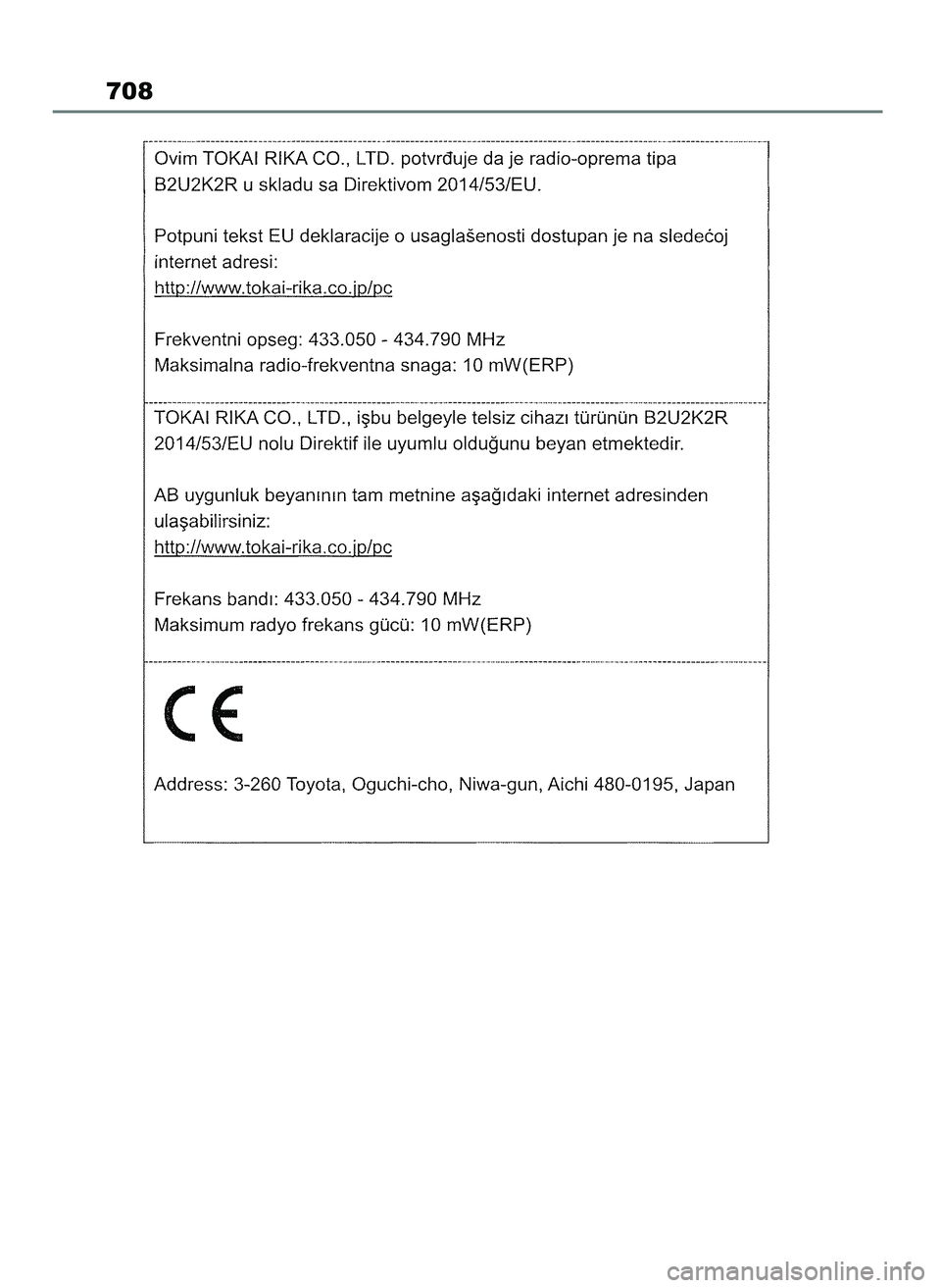 TOYOTA COROLLA HATCHBACK 2023 Instrukcja obsługi (in Polish) 708
45 Corolla TMUK OM12R84E 27/12/22 14:27 Page 708 TOYOTA COROLLA HATCHBACK 2023 Instrukcja obsługi (in Polish) 708
45 Corolla TMUK OM12R84E 27/12/22 14:27 Page 708