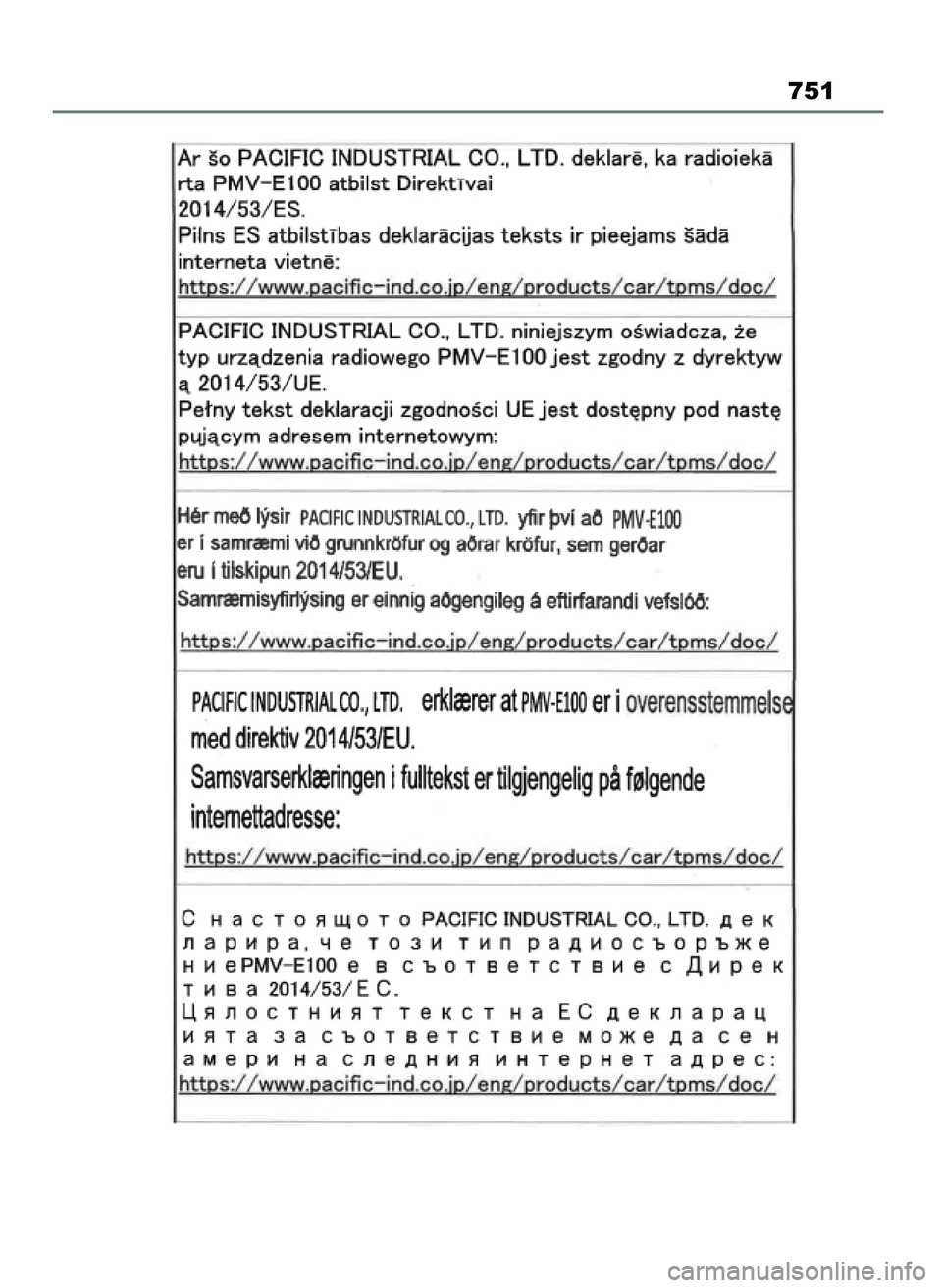 TOYOTA COROLLA HATCHBACK 2023  Instrukcja obsługi (in Polish) 751
45 Corolla TMUK OM12R84E  27/12/22  14:28  Page 751 