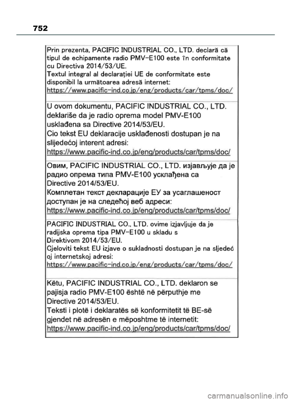 TOYOTA COROLLA HATCHBACK 2023  Instrukcja obsługi (in Polish) 752
45 Corolla TMUK OM12R84E  27/12/22  14:28  Page 752 