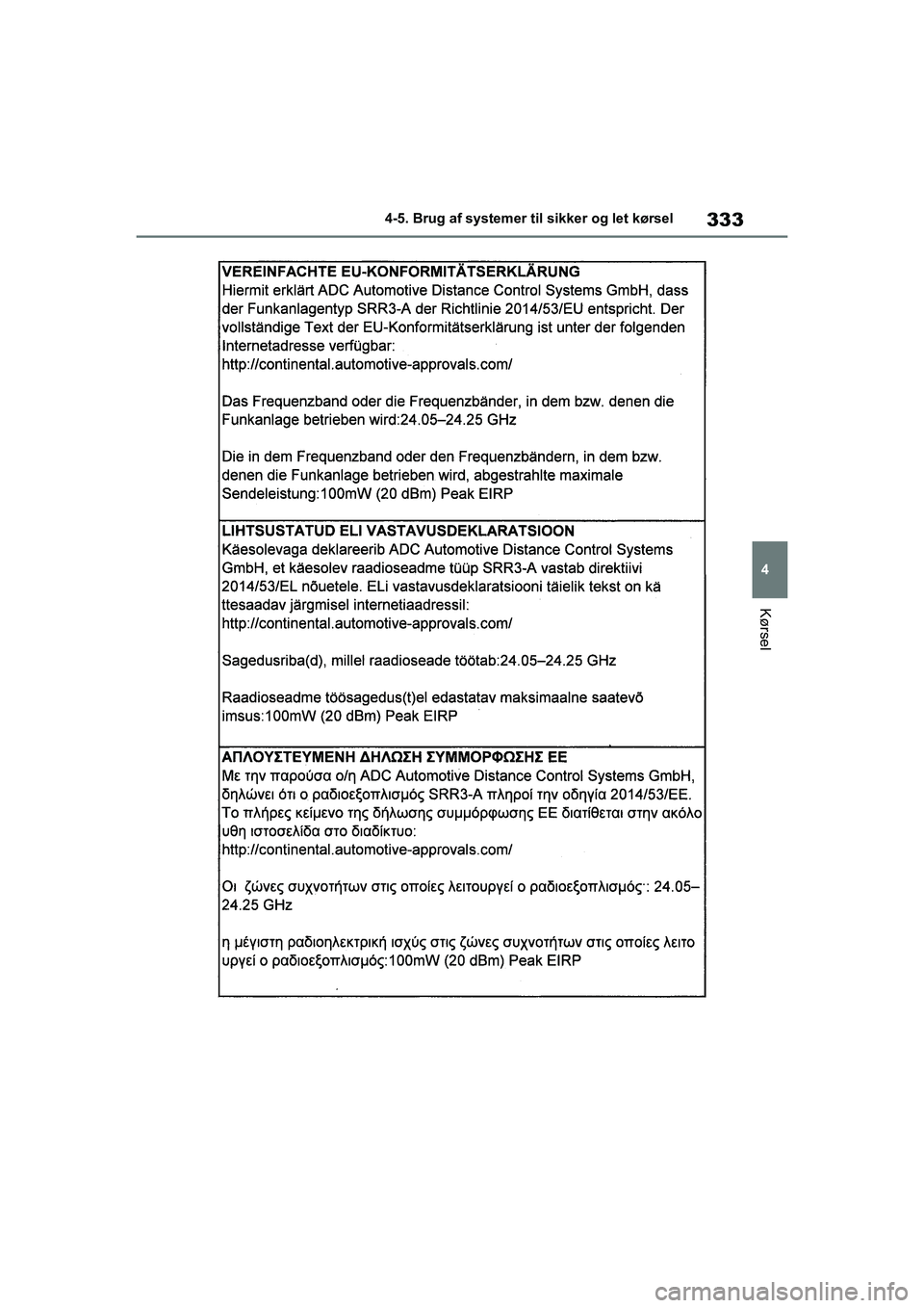 TOYOTA COROLLA HATCHBACK 2021  Brugsanvisning (in Danish) 333
4
Corolla HV OM12P55DK 4-5. Brug af systemer til sikker og let kørsel
Kørsel
OM12P55DK.book  Page 333  Monda
y, September 28, 2020  12:19 PM 