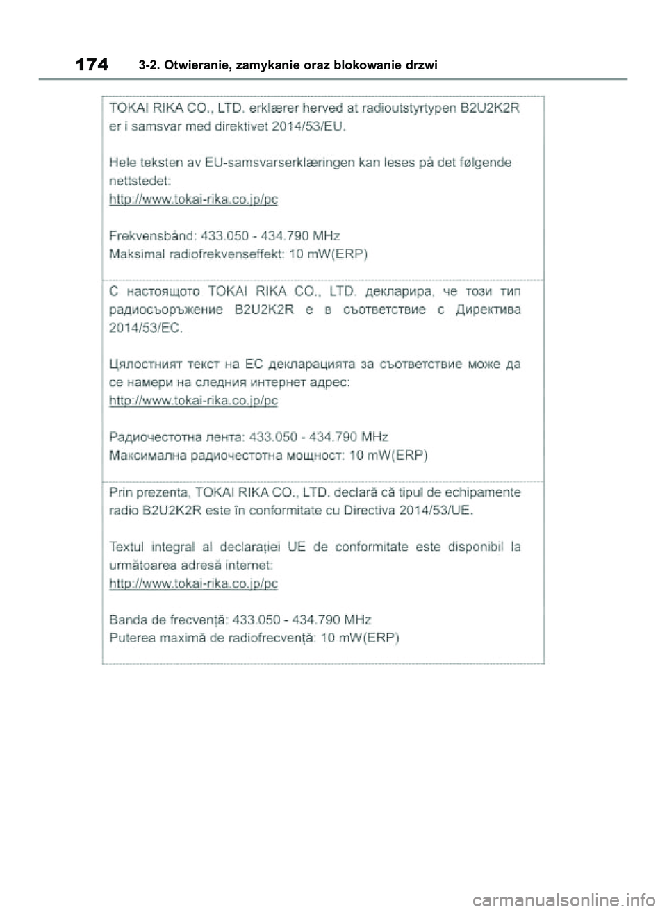 TOYOTA COROLLA HATCHBACK 2020 Instrukcja obsługi (in Polish) 1743-2. Otwieranie, zamykanie oraz blokowanie drzwi
8 Corolla TMUK HV OM12P55E 3/4/21 4:04 PM Page 174 TOYOTA COROLLA HATCHBACK 2020 Instrukcja obsługi (in Polish) 1743-2. Otwieranie, zamykanie oraz blokowanie drzwi
8 Corolla TMUK HV OM12P55E 3/4/21 4:04 PM Page 174