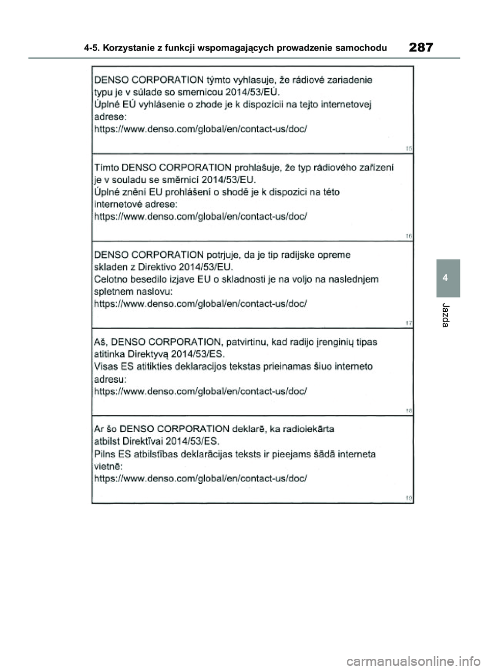 TOYOTA COROLLA HATCHBACK 2020  Instrukcja obsługi (in Polish) Jazda
4-5. Korzystanie z funkcji wspomagajàcych prowadzenie samochodu287
4
8 Corolla TMUK HV OM12P55E  3/4/21  4:06 PM  Page 287 