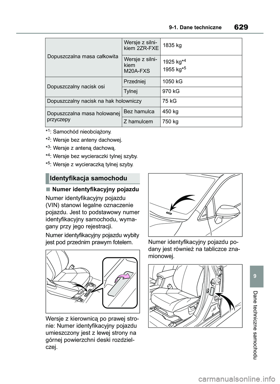 TOYOTA COROLLA HATCHBACK 2020  Instrukcja obsługi (in Polish) Numer identyfikacyjny pojazdu
Numer identyfikacyjny pojazdu
(VIN) stanowi legalne oznaczenie
pojazdu. Jest to podstawowy numer
identyfikacyjny samochodu, wyma-
gany przy jego rejestracji.
Numer identy
