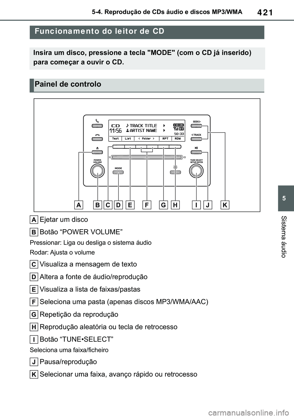 TOYOTA COROLLA HATCHBACK 2020  Manual de utilização (in Portuguese) 421
� ������5�H�S�U�R�G�X�o�m�R��G�H��&��V��i�X�G�L�R��H��G�L�V�F�R�V��0�3���:�0�$
�6�L�V�W�H�P�D��i�X�G�L�R
�����3�O�D�\�L�Q�J��D�Q��D�X�G�L�R��&���D�Q�G��0�3���:�0�$��G�