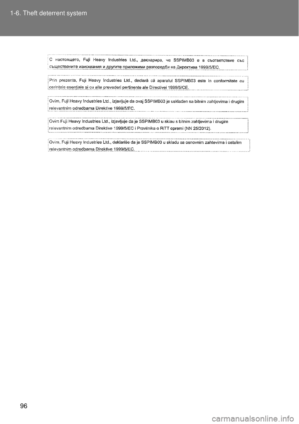 TOYOTA GT86 2014  Owners Manual 96 1-6. Theft deterrent system 