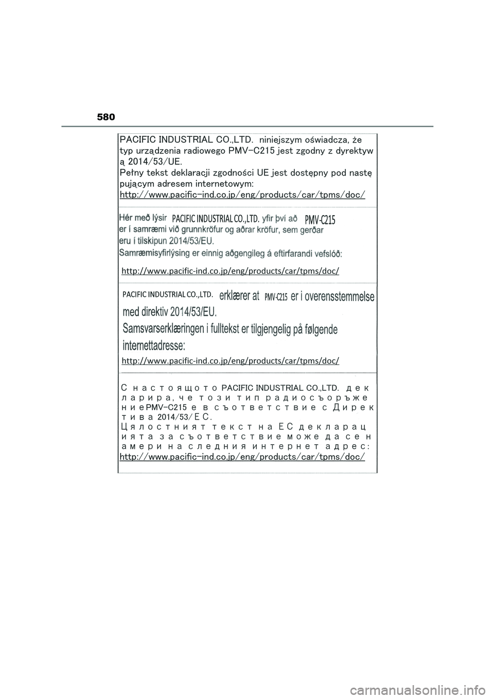 TOYOTA HIGHLANDER 2023  Betriebsanleitungen (in German) 580 