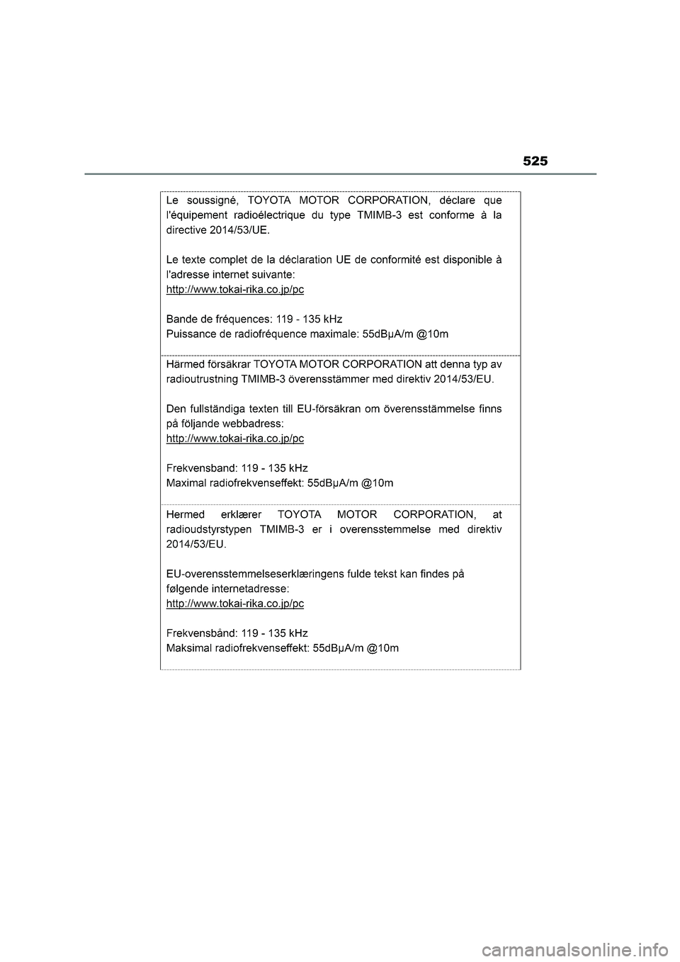 TOYOTA HIGHLANDER 2023  Manual del propietario (in Spanish) 525 