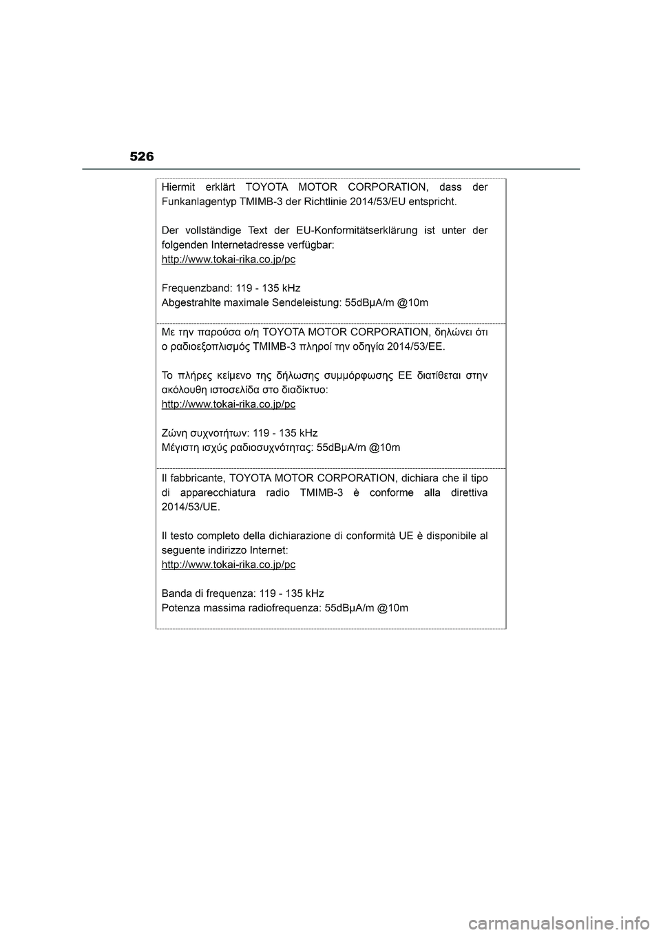 TOYOTA HIGHLANDER 2023  Manual del propietario (in Spanish) 526 