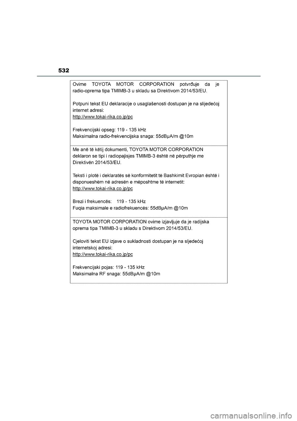 TOYOTA HIGHLANDER 2023  Manual del propietario (in Spanish) 532 