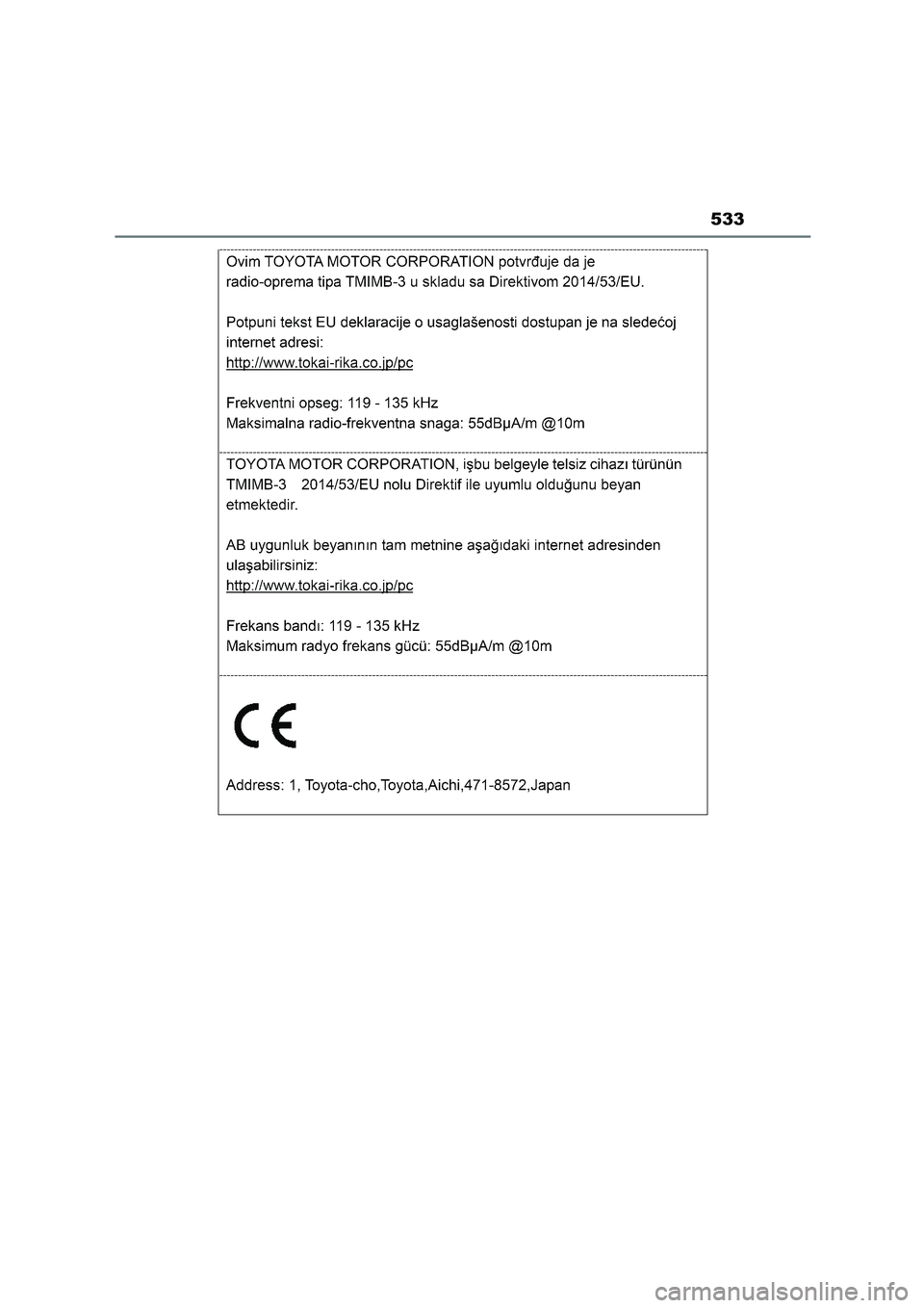 TOYOTA HIGHLANDER 2023  Manual del propietario (in Spanish) 533 