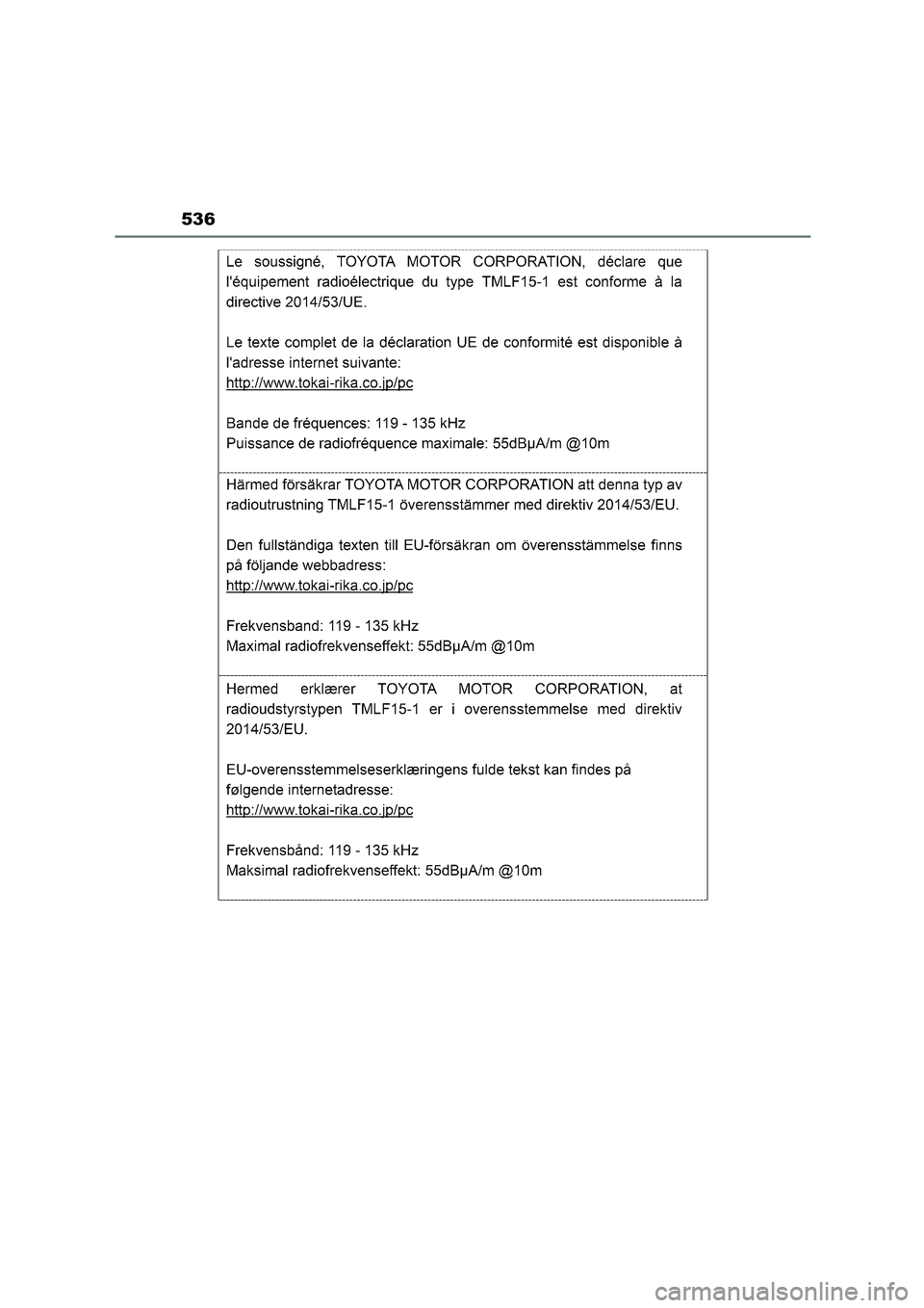 TOYOTA HIGHLANDER 2023  Manual del propietario (in Spanish) 536 