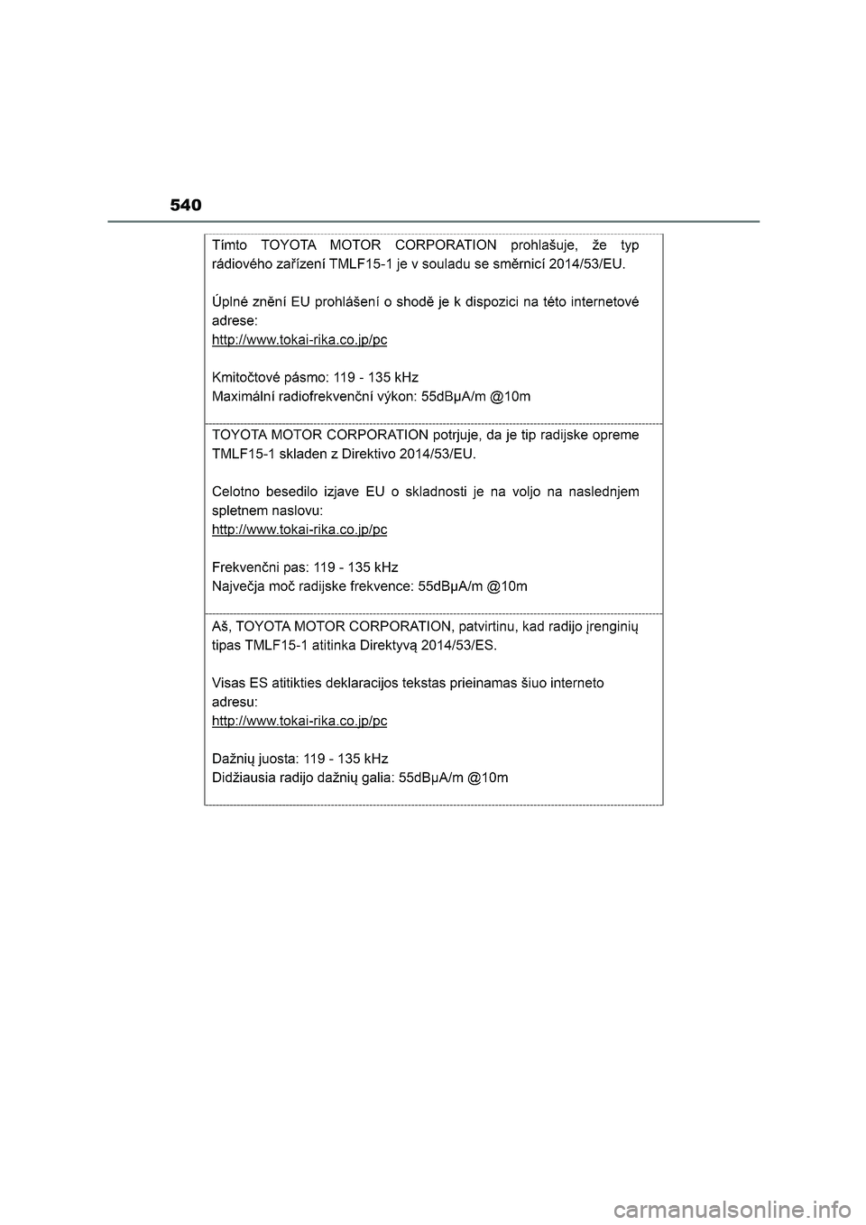 TOYOTA HIGHLANDER 2023 Manual del propietario (in Spanish) 540 TOYOTA HIGHLANDER 2023 Manual del propietario (in Spanish) 540