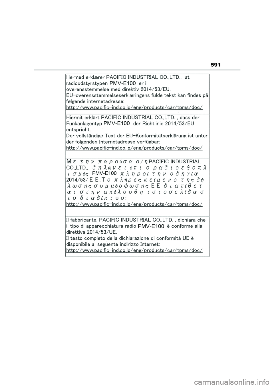 TOYOTA HIGHLANDER 2023  Manual del propietario (in Spanish) 591 