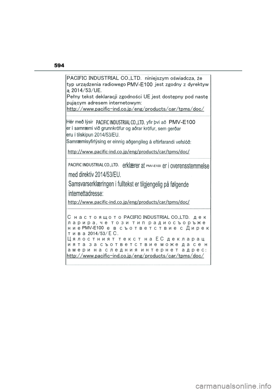 TOYOTA HIGHLANDER 2023  Manual del propietario (in Spanish) 594 