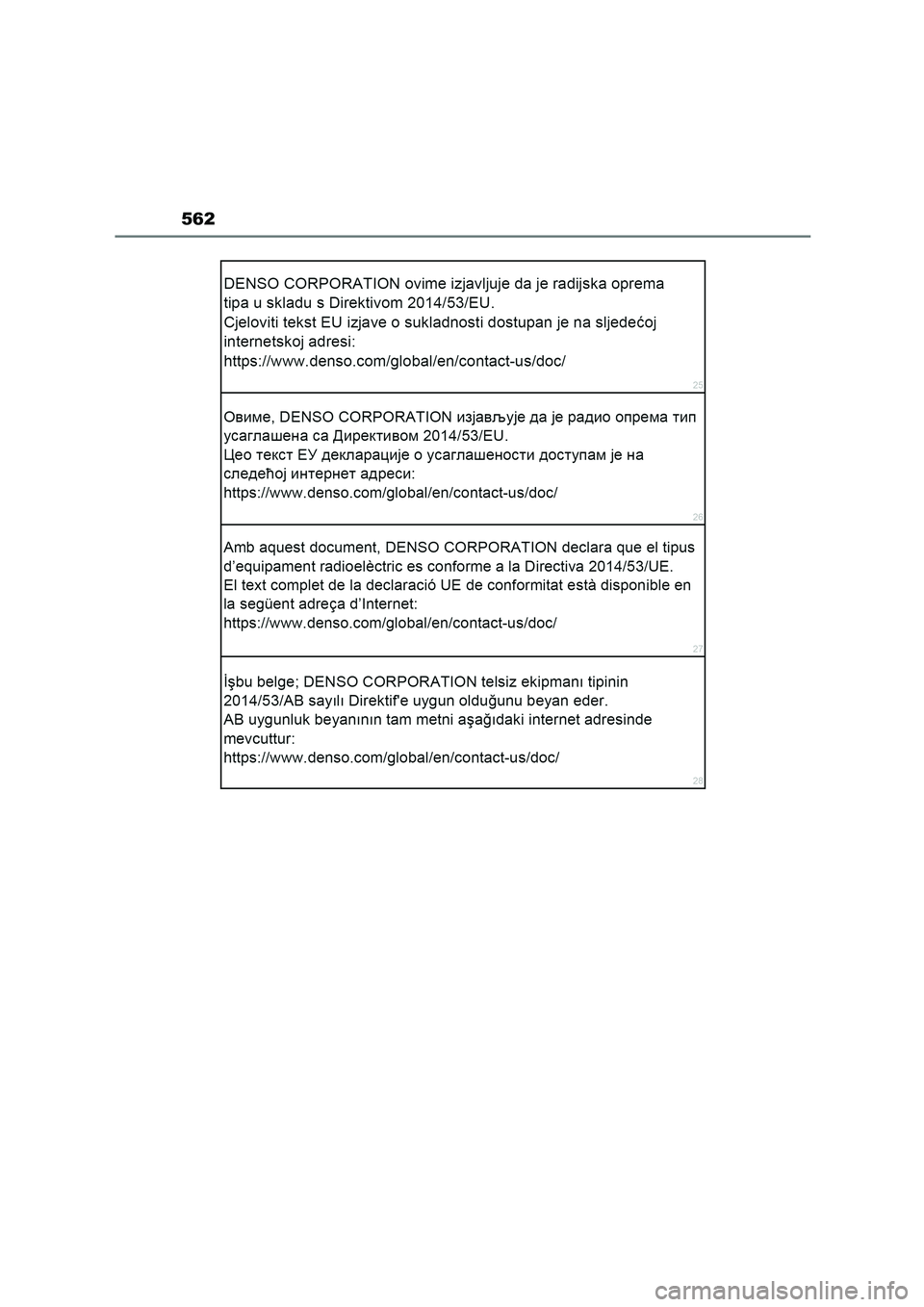TOYOTA HIGHLANDER 2023  Manuale duso (in Italian) 562 