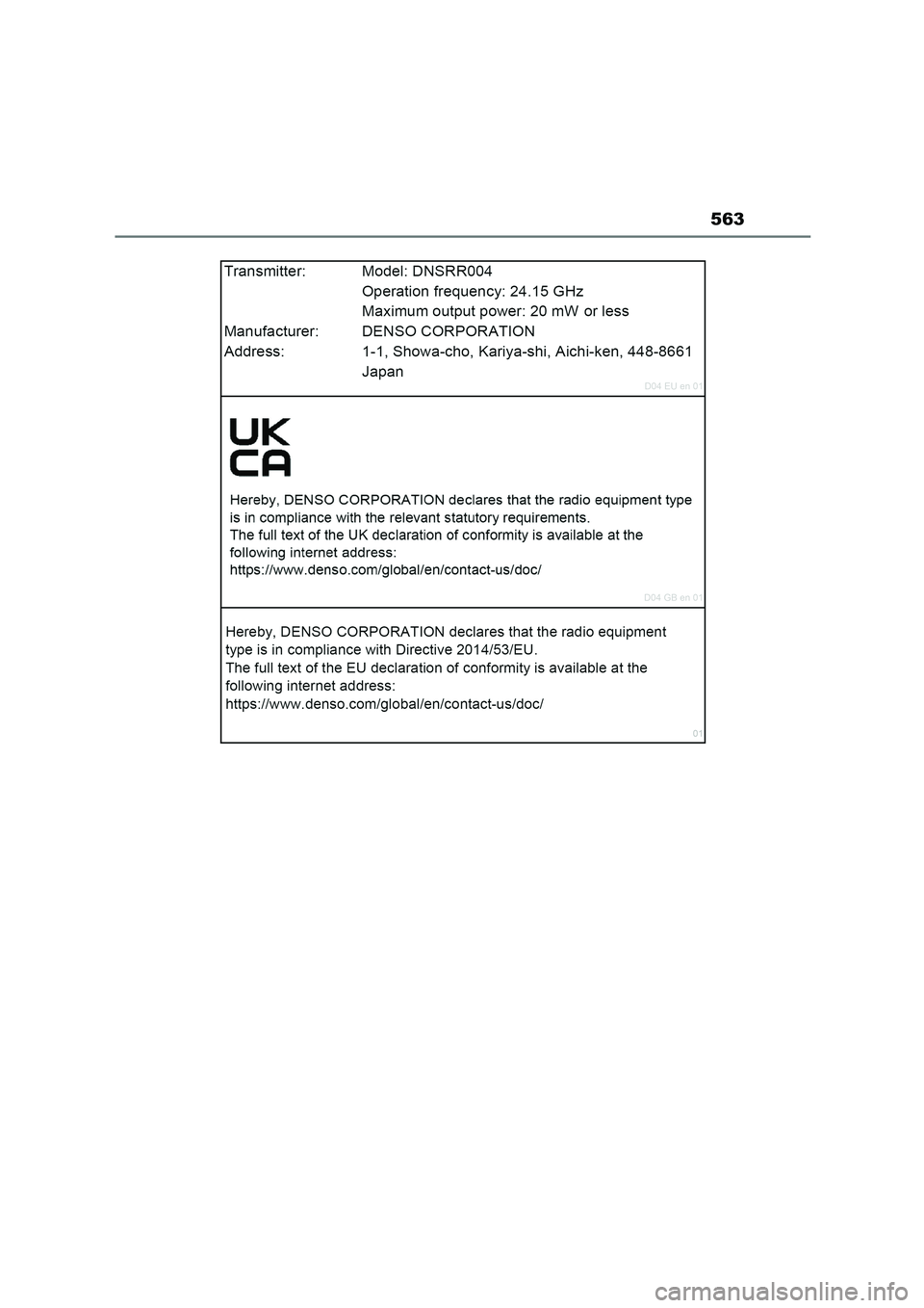 TOYOTA HIGHLANDER 2023  Manuale duso (in Italian) 563 