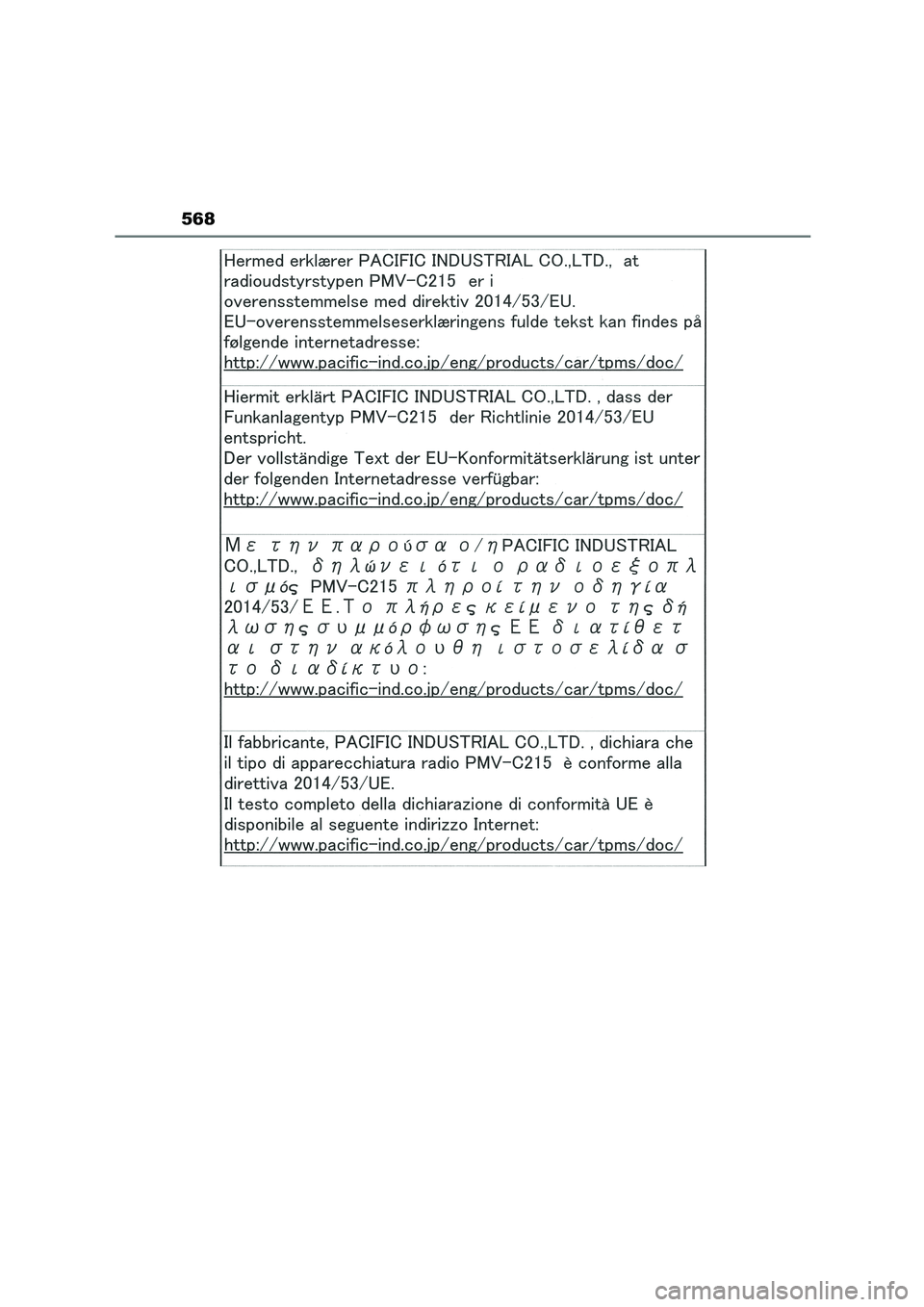TOYOTA HIGHLANDER 2023  Manuale duso (in Italian) 568 