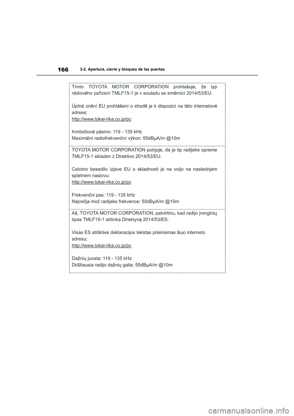 TOYOTA HIGHLANDER 2021  Manual del propietario (in Spanish) 1663-2. Apertura, cierre y bloqueo de las puertas 