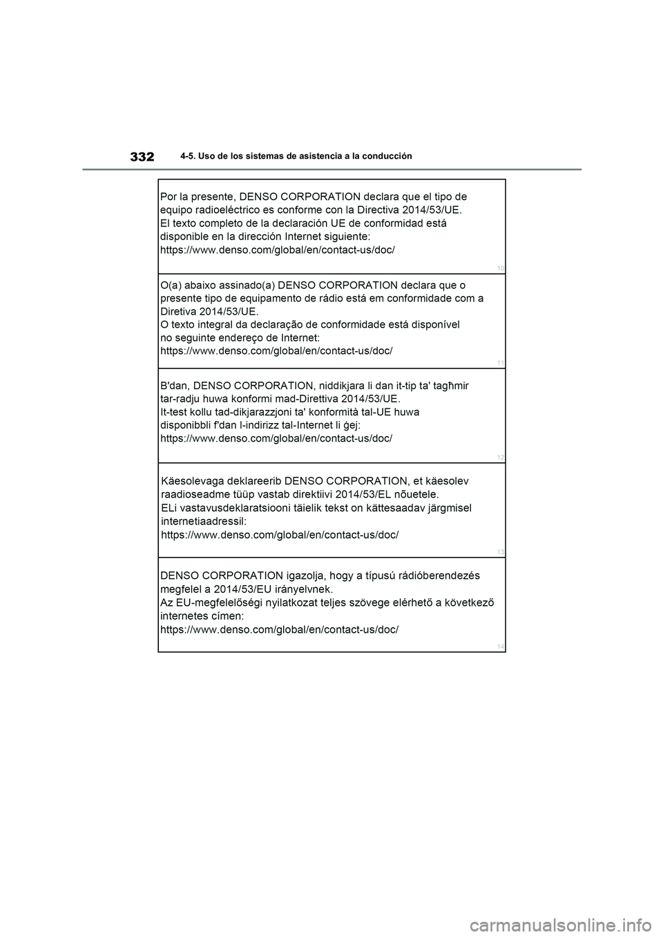 TOYOTA HIGHLANDER 2021  Manual del propietario (in Spanish) 3324-5. Uso de los sistemas de asistencia a la conducción 
