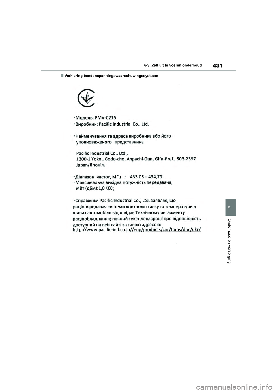 TOYOTA HIGHLANDER 2021  Instructieboekje (in Dutch) 431
6
6-3. Zelf uit te voeren onderhoud
Onderhoud en verzorging
■Verklaring bandenspanningswaarschuwingssysteem
Highlander-Hybrid_OM_Europe_OM48M
30E_1_2110.book  Page 431  Wednesday, August 4, 2021