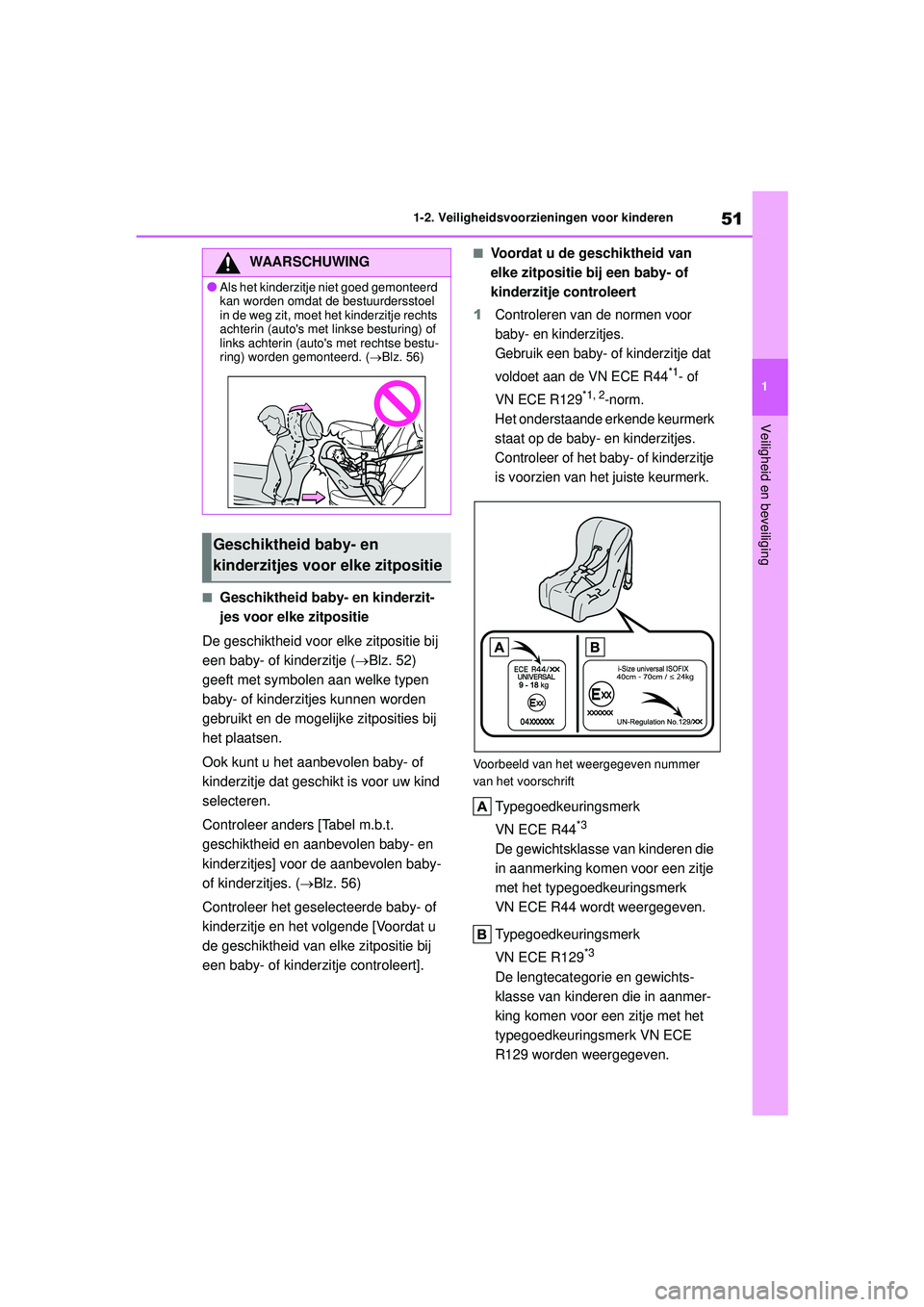 TOYOTA HIGHLANDER 2021 Instructieboekje (in Dutch) 51
1
1-2. Veiligheidsvoorzieningen voor kinderen
Veiligheid en beveiliging
■Geschiktheid baby- en kinderzit-
jes voor elke zitpositie
De geschiktheid voor elke zitpositie bij
een baby- of kinderzit TOYOTA HIGHLANDER 2021 Instructieboekje (in Dutch) 51
1
1-2. Veiligheidsvoorzieningen voor kinderen
Veiligheid en beveiliging
■Geschiktheid baby- en kinderzit-
jes voor elke zitpositie
De geschiktheid voor elke zitpositie bij
een baby- of kinderzit