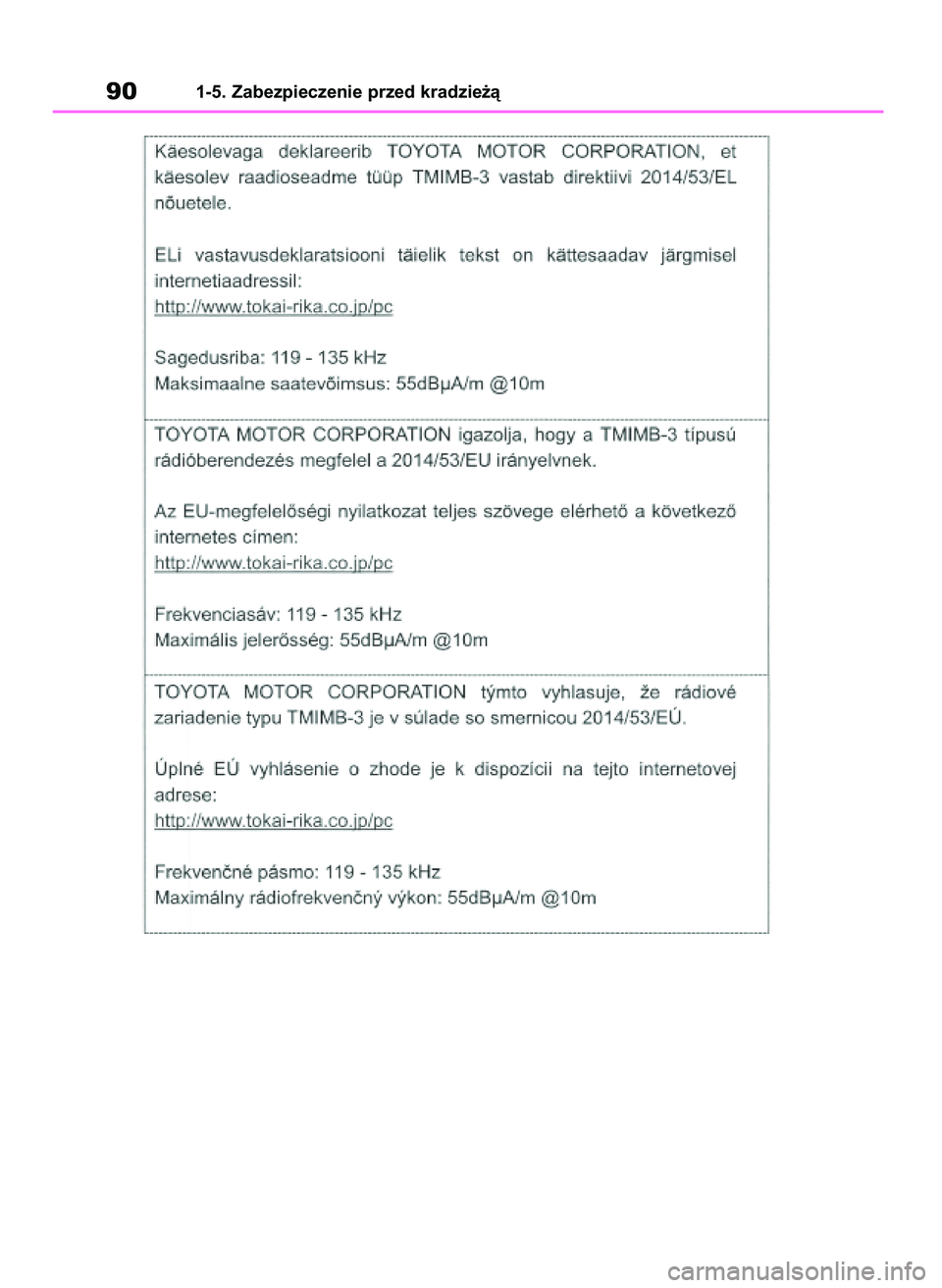 TOYOTA HIGHLANDER 2021  Instrukcja obsługi (in Polish) 901-5. Zabezpieczenie przed kradzie˝à
56 Highlander HV OM48M30E  29/11/21  14:31  Page 90 