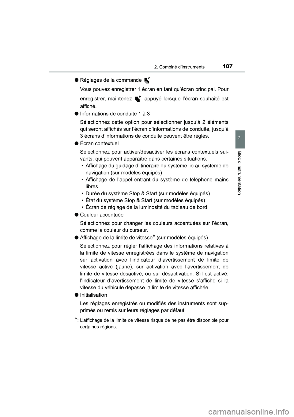 TOYOTA HIGHLANDER 2018 Manuel du propriétaire (in French) 1072. Combiné d’instruments
2
Bloc d’instrumentation
HIGHLANDER_D_ OM0E031D
●Réglages de la commande
Vous pouvez enregistrer 1 écran en tant qu’écran principal. Pour
enregistrer, mainte TOYOTA HIGHLANDER 2018 Manuel du propriétaire (in French) 1072. Combiné d’instruments
2
Bloc d’instrumentation
HIGHLANDER_D_ OM0E031D
●Réglages de la commande
Vous pouvez enregistrer 1 écran en tant qu’écran principal. Pour
enregistrer, mainte
