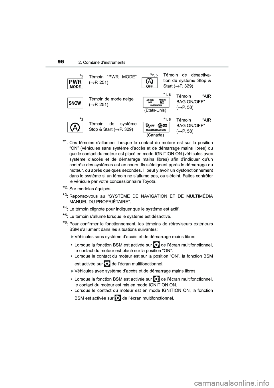 TOYOTA HIGHLANDER 2017 Manuel du propriétaire (in French) 962. Combiné d’instruments
HIGHLANDER_D_ OM0E017D
*1: Ces témoins s’allument lorsque le contact du moteur est sur la position
“ON” (véhicules sans système d’accès et de démarrage main TOYOTA HIGHLANDER 2017 Manuel du propriétaire (in French) 962. Combiné d’instruments
HIGHLANDER_D_ OM0E017D
*1: Ces témoins s’allument lorsque le contact du moteur est sur la position
“ON” (véhicules sans système d’accès et de démarrage main