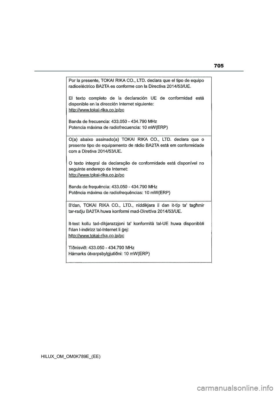 TOYOTA HILUX 2023 Owners Manual 705
HILUX_OM_OM0K789E_(EE) TOYOTA HILUX 2023 Owners Manual 705
HILUX_OM_OM0K789E_(EE)